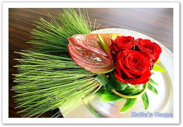 rose rouge et anthurium