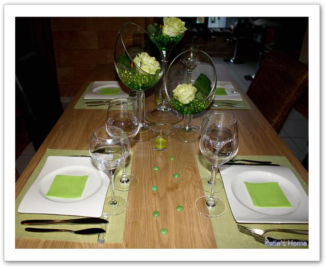 décoration de table ton vert